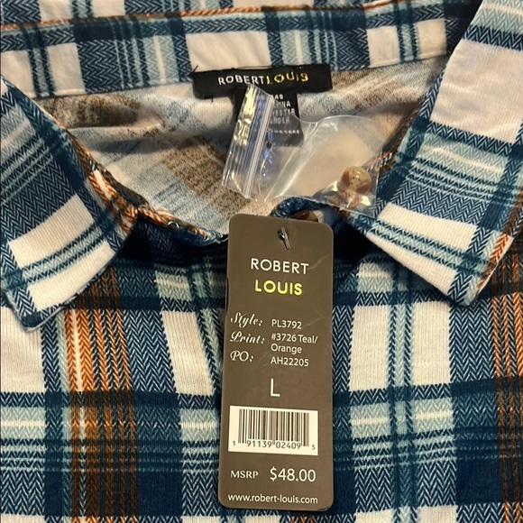 Blue and Brown Button Down Shirt with Classic Plaid Design - Picture 3 of 8